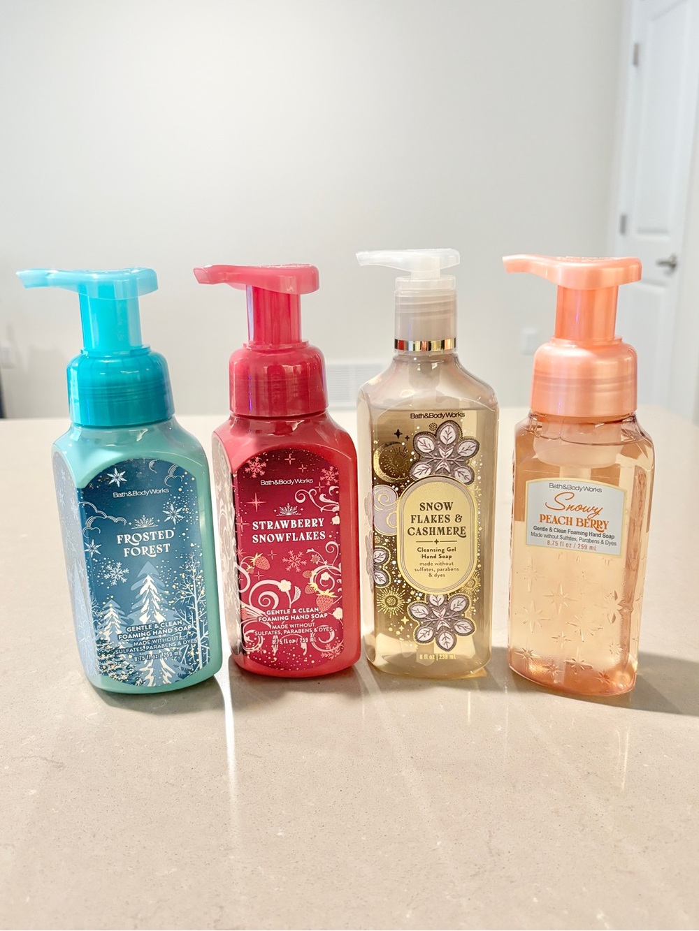 Bath & Body Works Winter Hand Soap Lot of 4 Frosted Forest Snowflakes